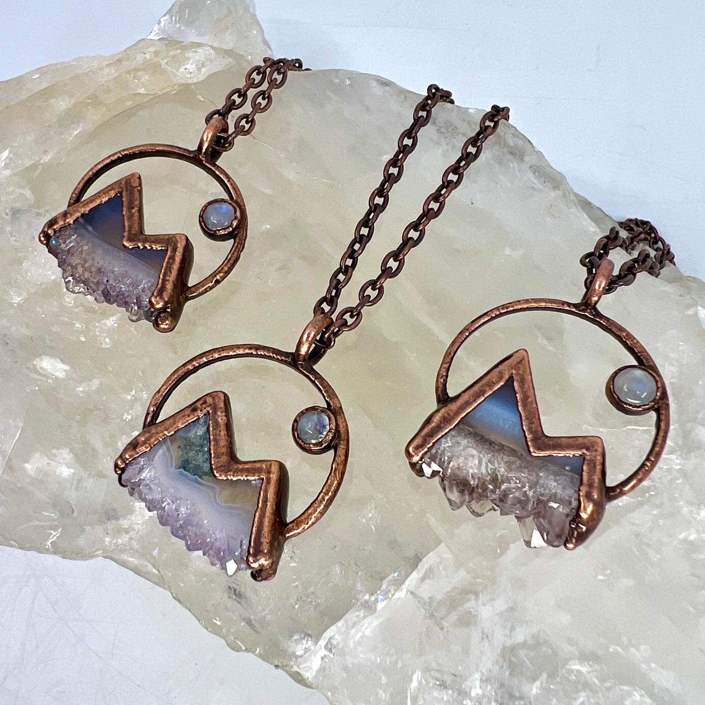 Mountains and the Moon — Copper Electroformed Necklace