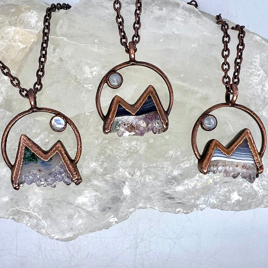 Mountains and the Moon — Copper Electroformed Necklace