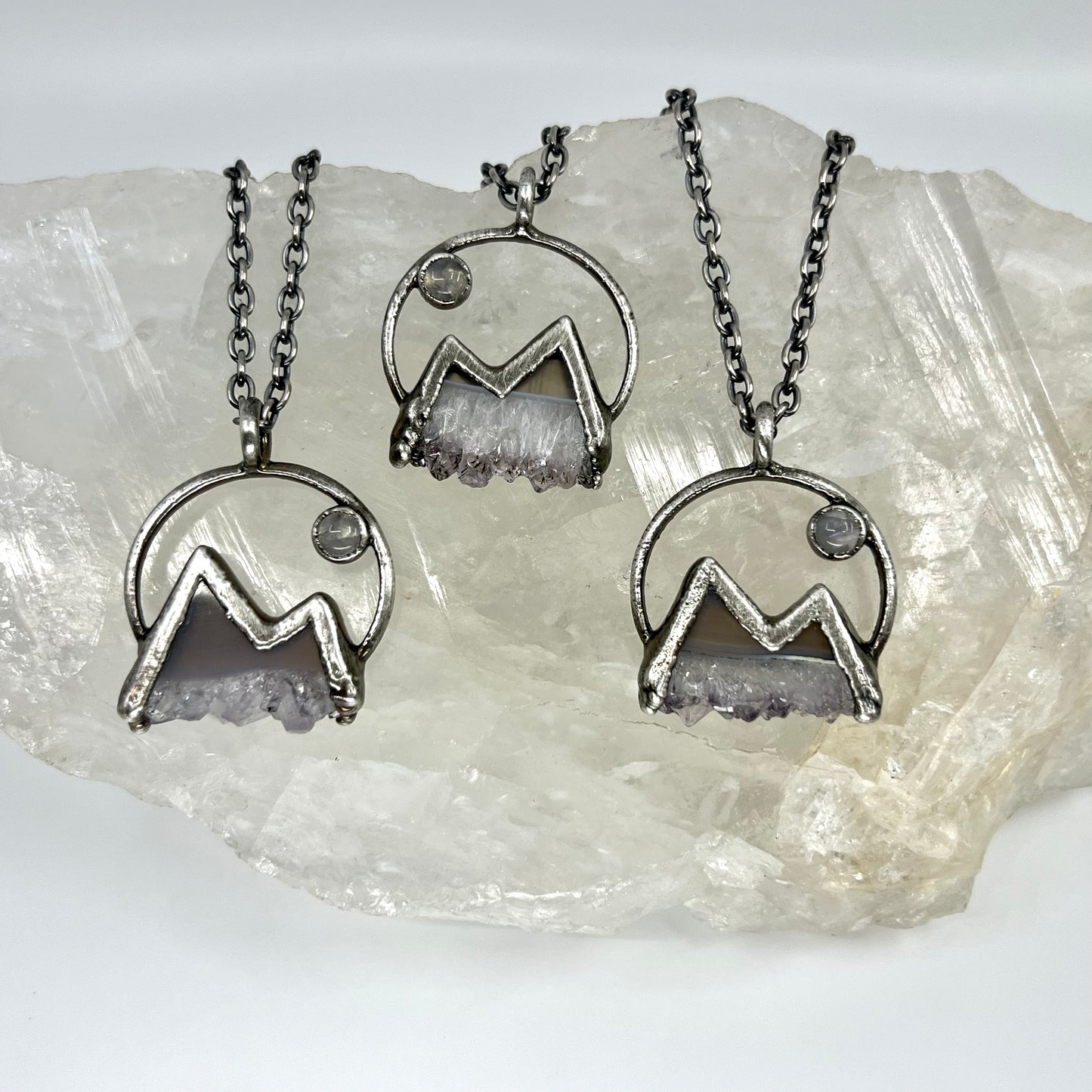 Mountains and the Moon *Silver Edition* Electroformed Necklace