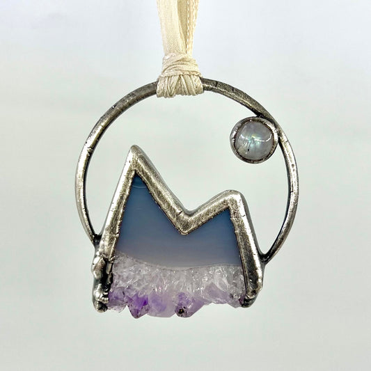 Mountains and the Moon Keepsake Ornament — Silver Electroformed