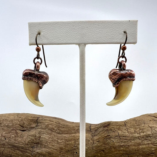 Cougar Claw Drop Earrings, Small Rear Claws - Copper Electroformed
