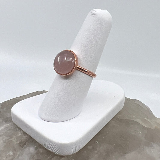 Size 6.25 Rose Quartz Ring - Copper Electroformed