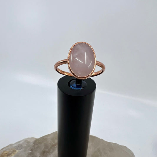 Size 11 Rose Quartz Ring - Copper Electroformed