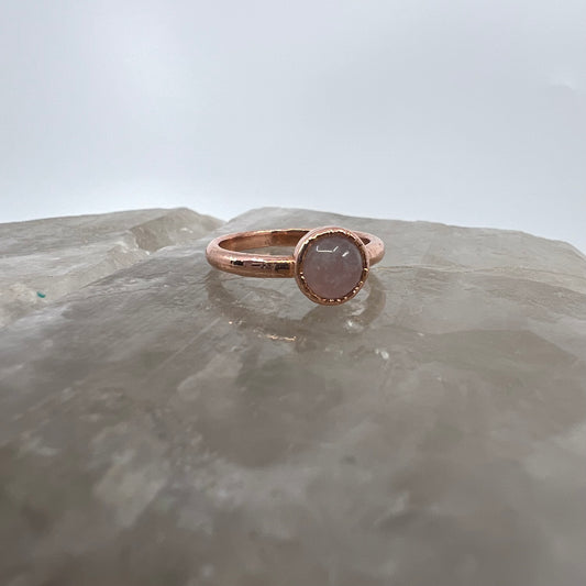 Size 5.5 Rose Quartz Ring - Copper Electroformed