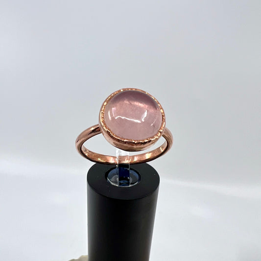 Size 10.5 Rose Quartz Ring - Copper Electroformed