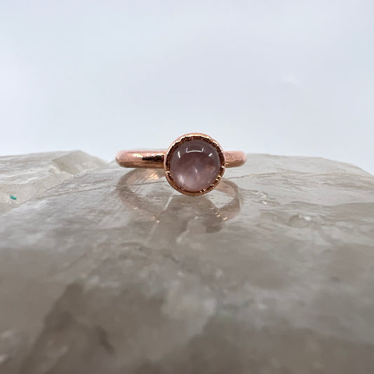 Size 5.25 Rose Quartz Ring - Copper Electroformed