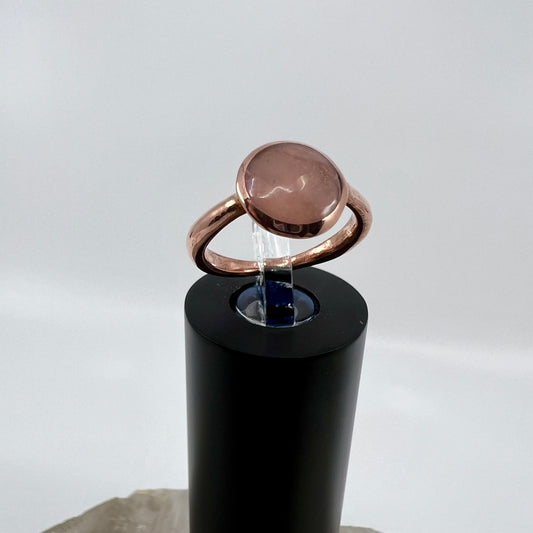 Size 3.5 Rose Quartz Ring - Copper Electroformed