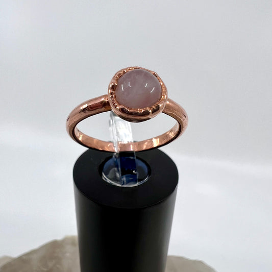 Size 6 Rose Quartz Ring - Copper Electroformed