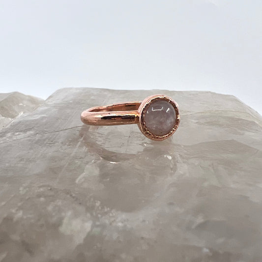 Size 4.25 Rose Quartz Ring - Copper Electroformed
