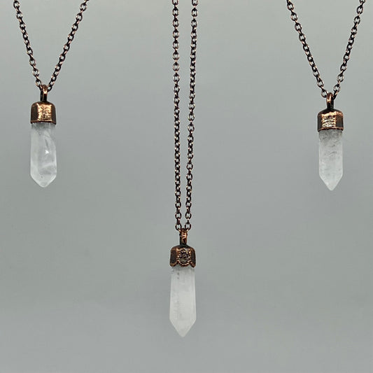 Clear Quartz Point Necklace - Copper Electroformed