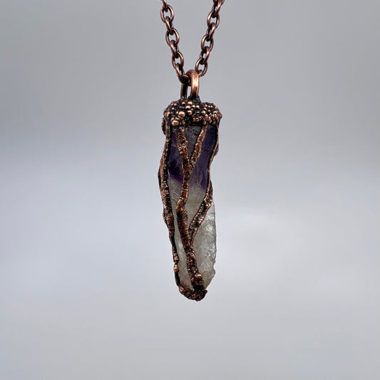 Raw Amethyst Crystal Necklace - Copper Electroformed