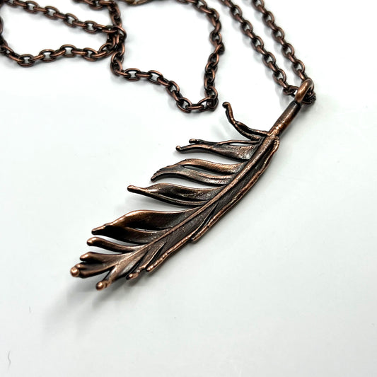 Real Feather Necklace - Copper Electroformed