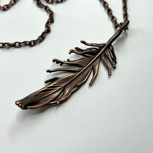 Real Feather Necklace - Copper Electroformed