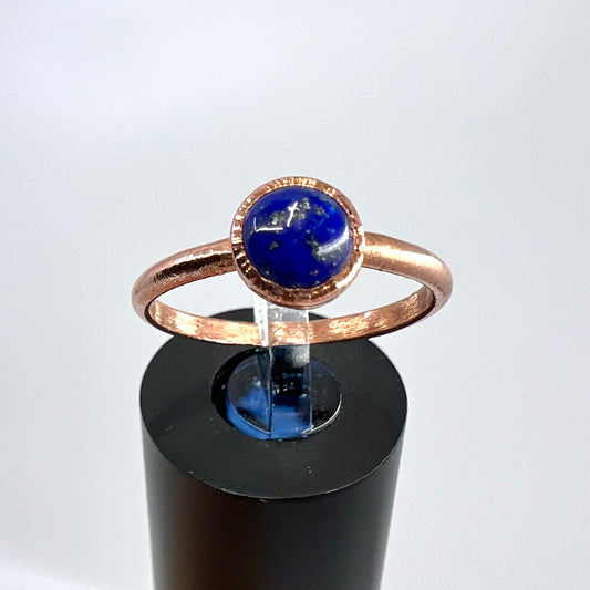 Size 7.75 Lapis Lazuli Ring - Copper Electroformed