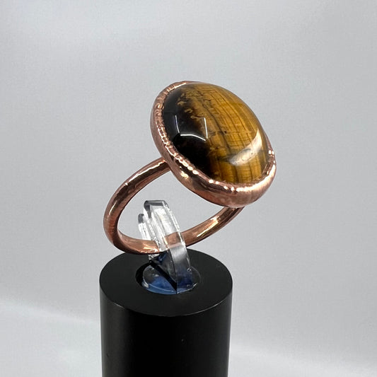 Size 9 Tiger’s Eye Ring - Copper Electroformed