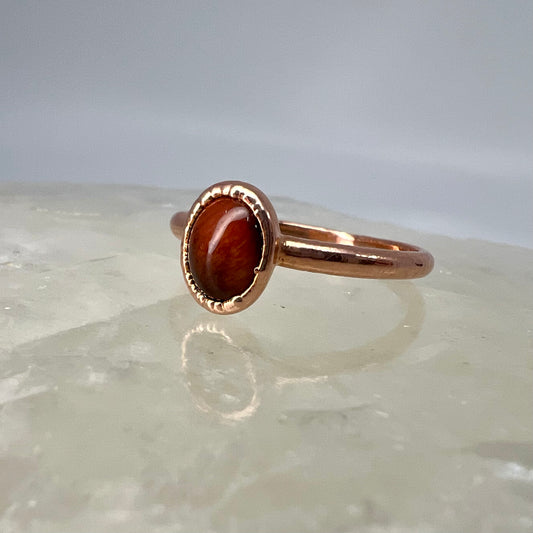 Size 9 Red Tiger’s Eye Ring - Copper Electroformed