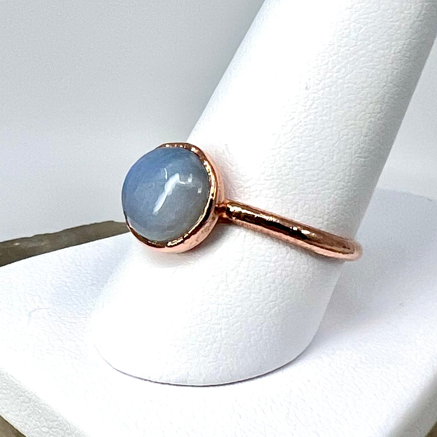 Size 8.5 Rainbow Moonstone Ring - Copper Electroformed