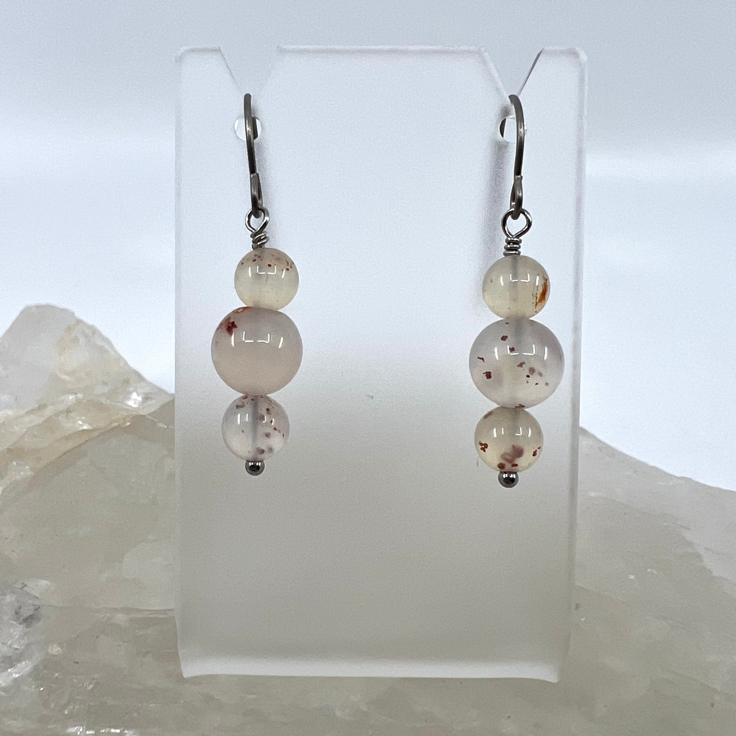 Montana Agate Drop Earrings, Smooth Finish