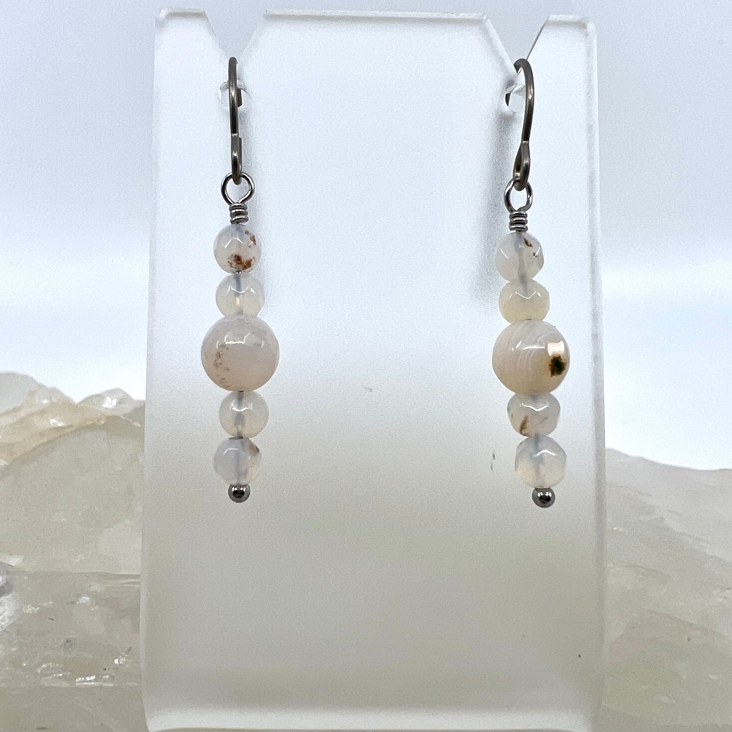 Montana Agate Drop Earrings, Faceted