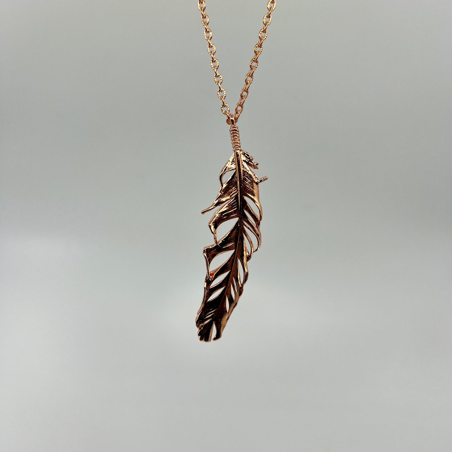 Real Feather Necklace, Large - Copper Electroformed