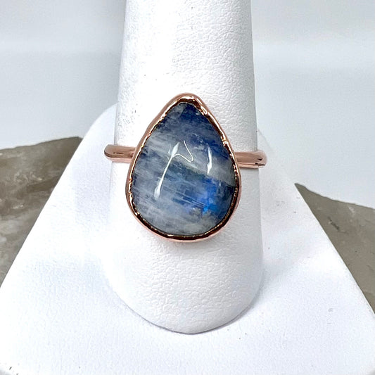 Size 8 Moonstone Ring - Copper Electroformed