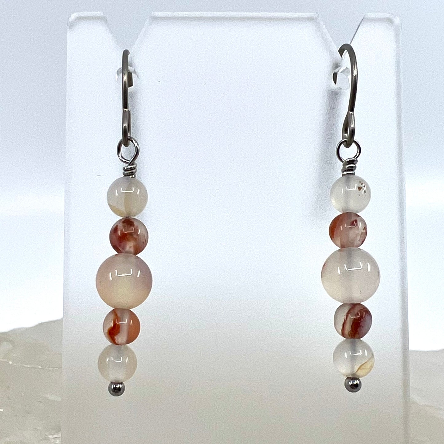 Montana Red Agate Drop Earrings, Smooth Finish