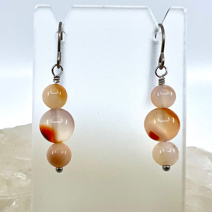 Montana Red Agate Drop Earrings, Smooth Finish