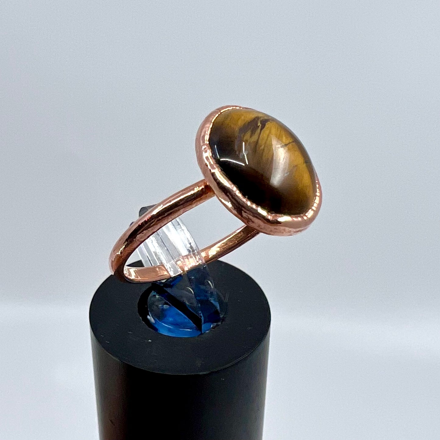 Size 8 Tiger’s Eye Ring - Copper Electroformed