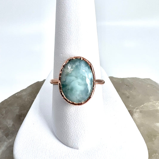 Size 8 Larimar Ring - Copper Electroformed