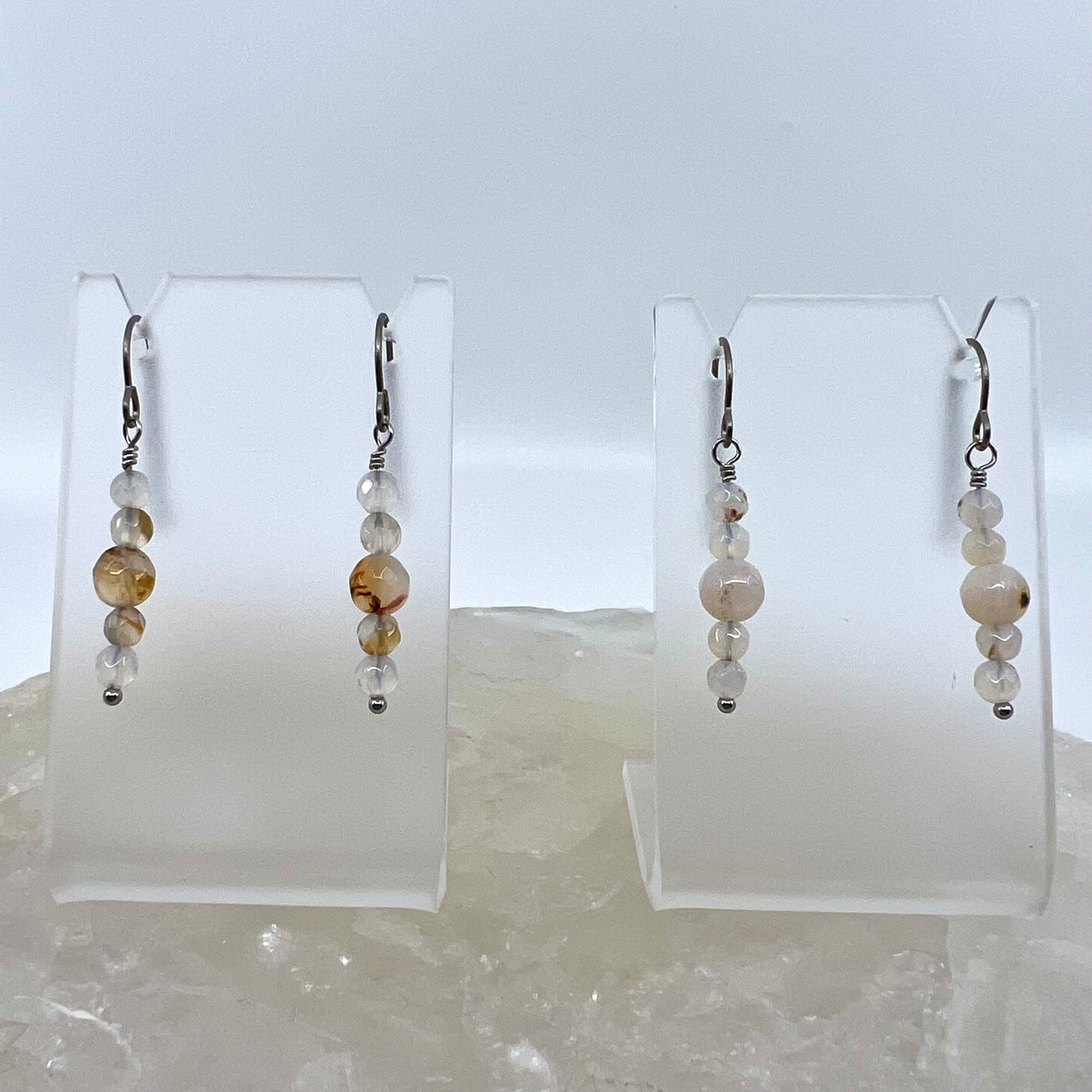 Montana Agate Drop Earrings, Faceted