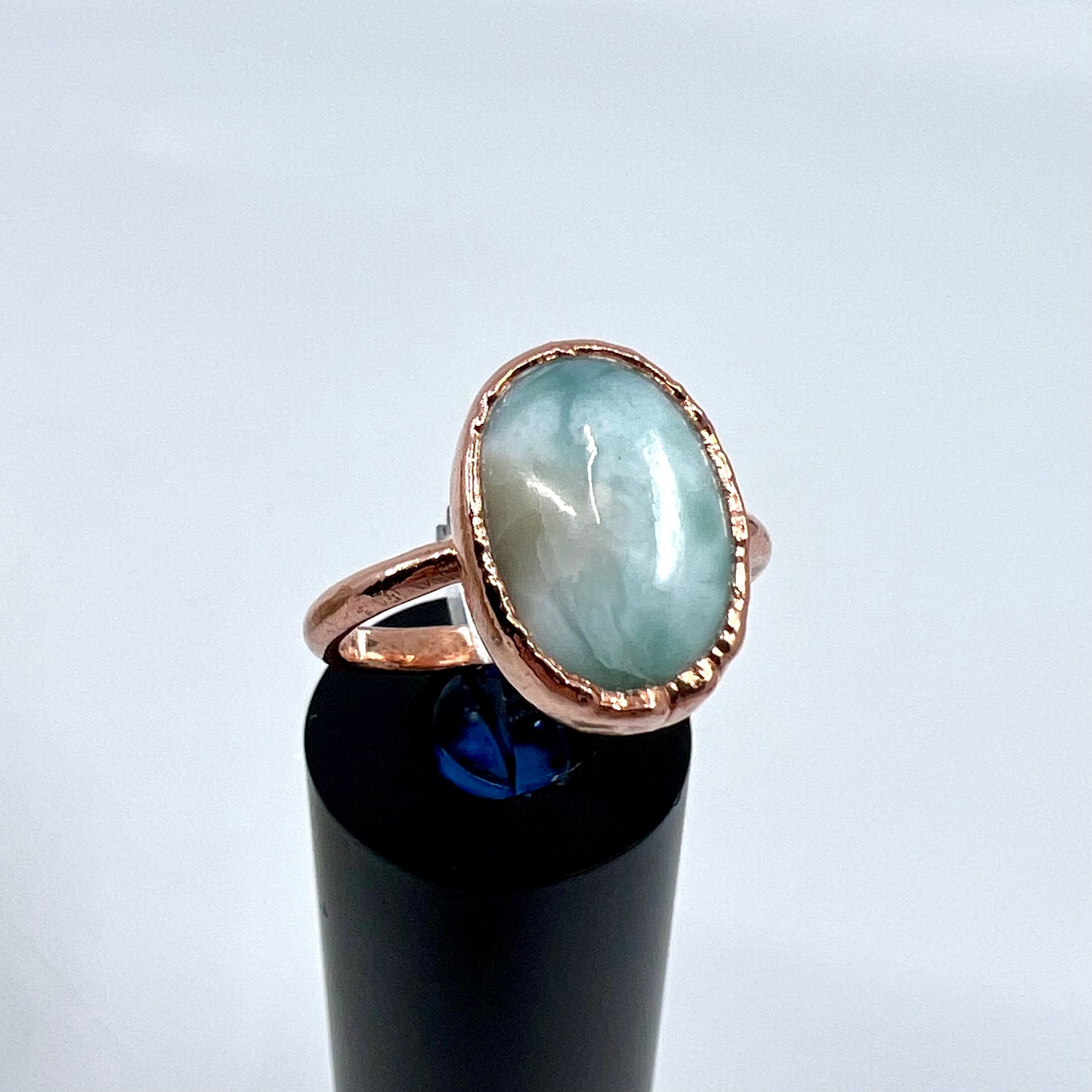 Size 8.5 Larimar Ring - Copper Electroformed