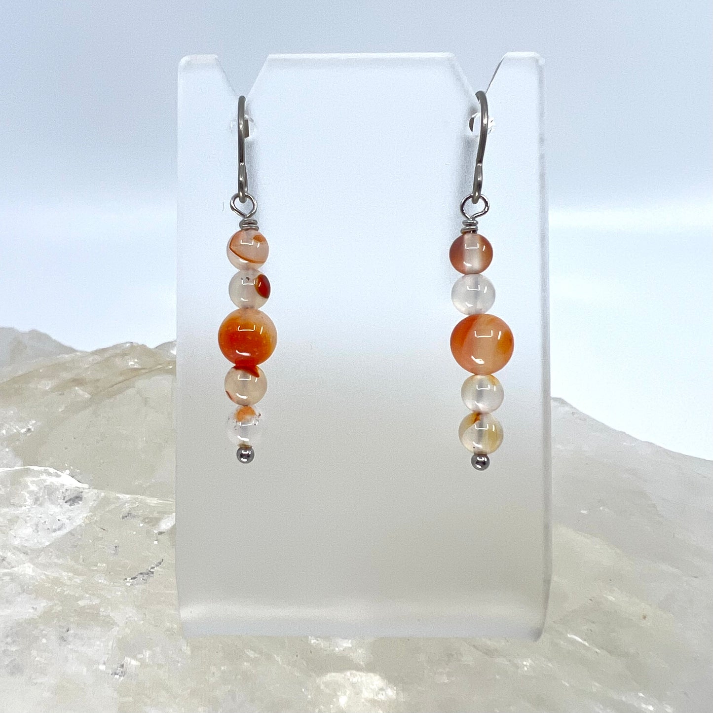 Montana Red Agate Drop Earrings, Smooth Finish