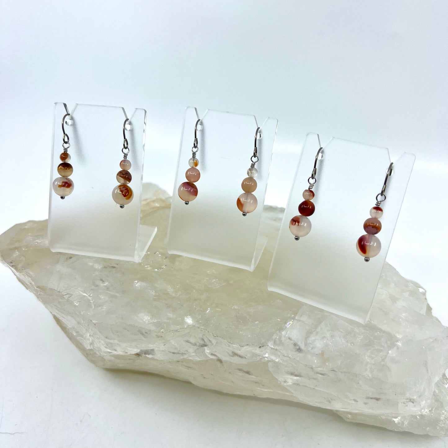 Montana Red Agate Drop Earrings, Smooth Finish