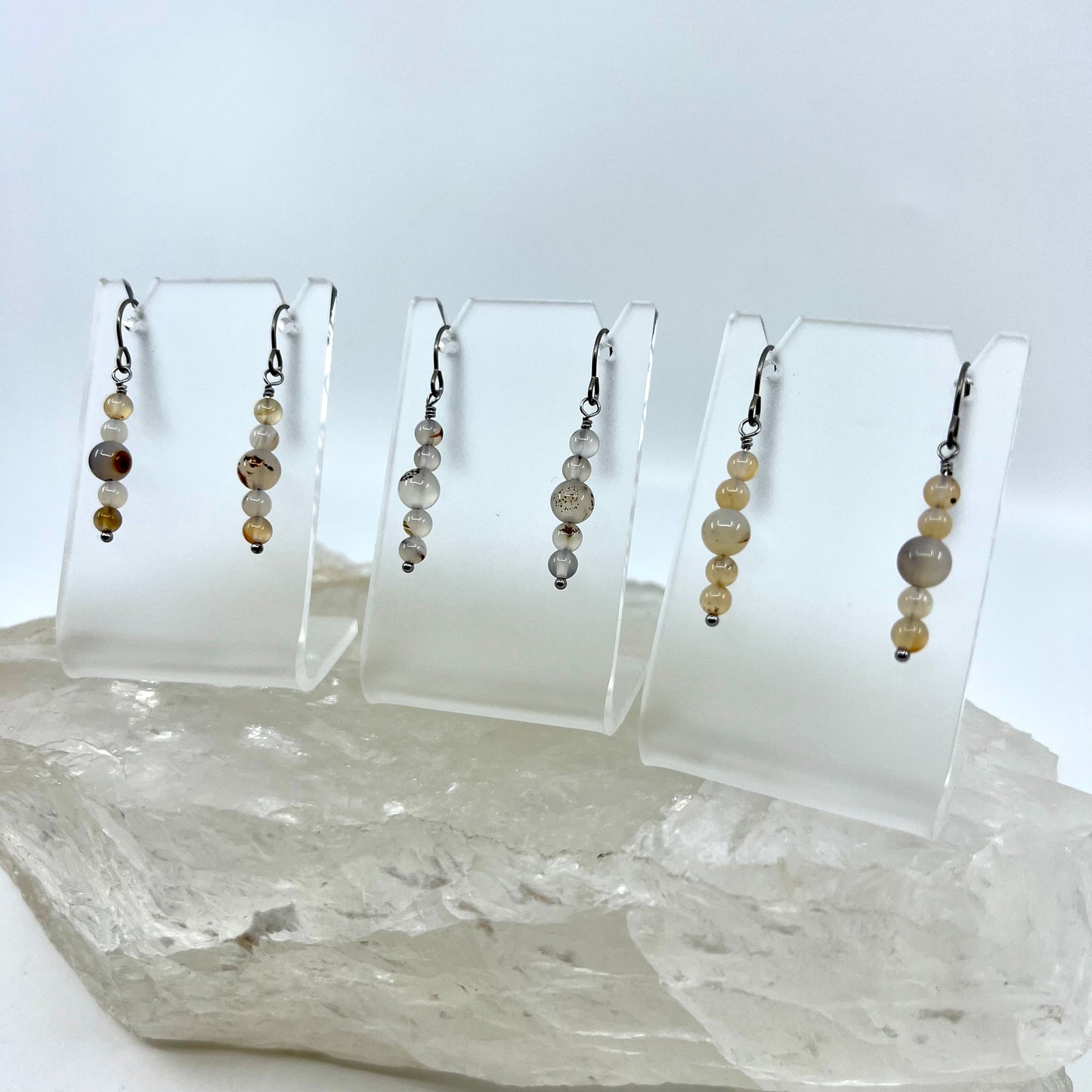 Montana Agate Drop Earrings, Smooth Finish