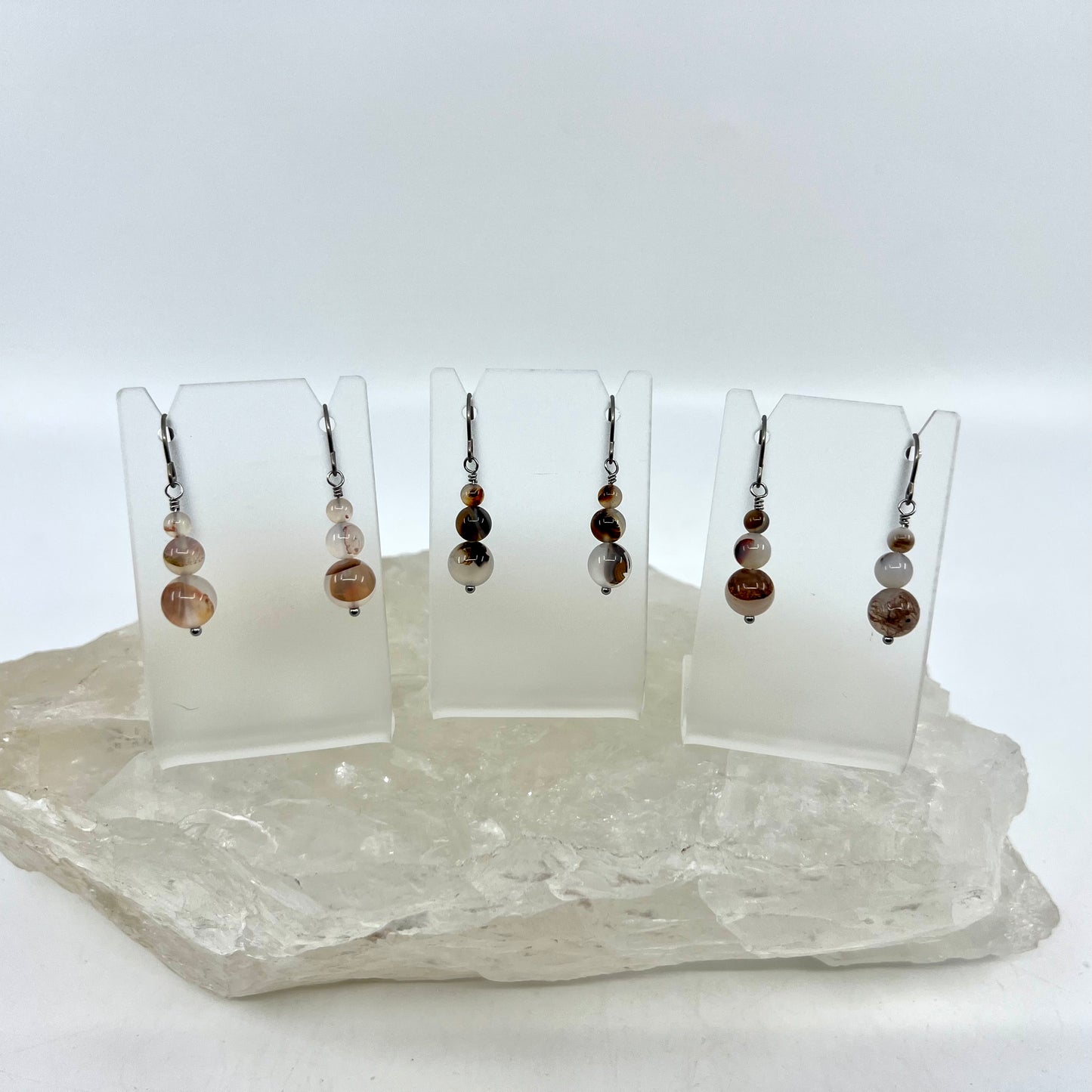 Montana Agate Drop Earrings, Smooth Finish