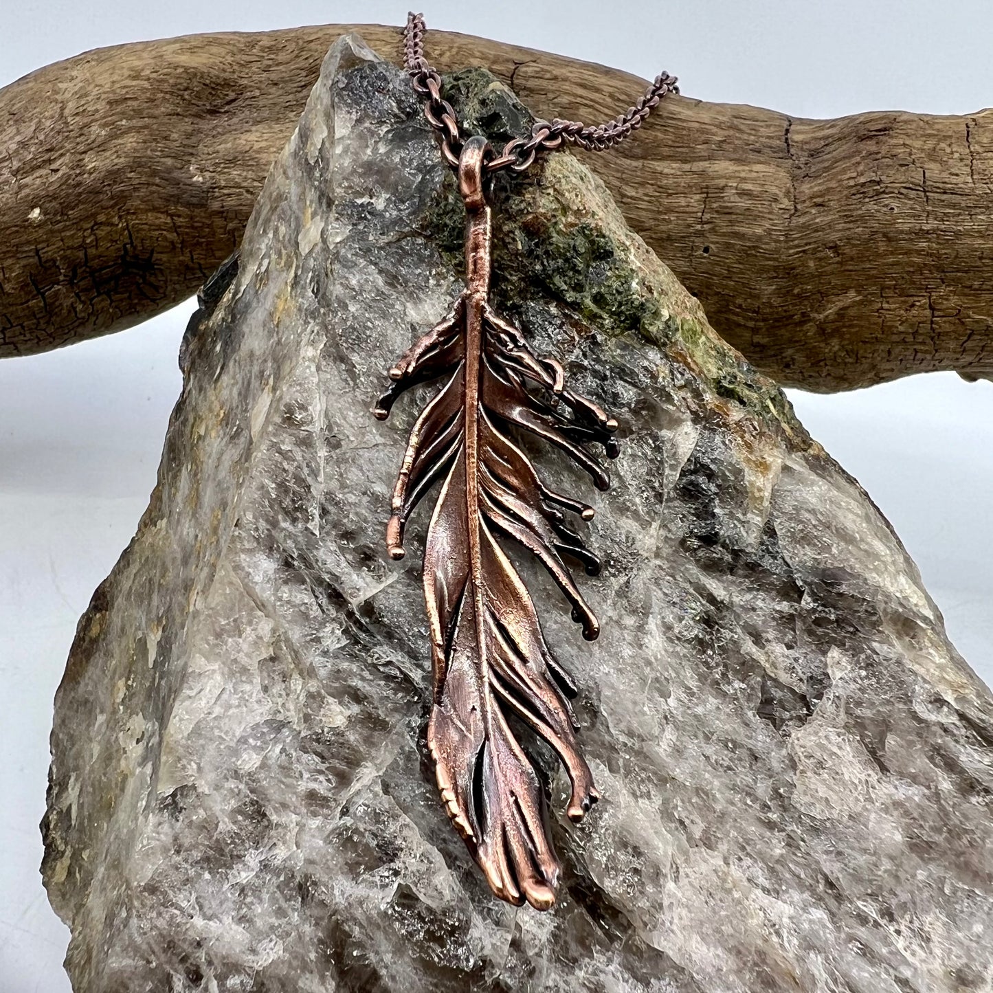 Real Feather Necklace - Copper Electroformed