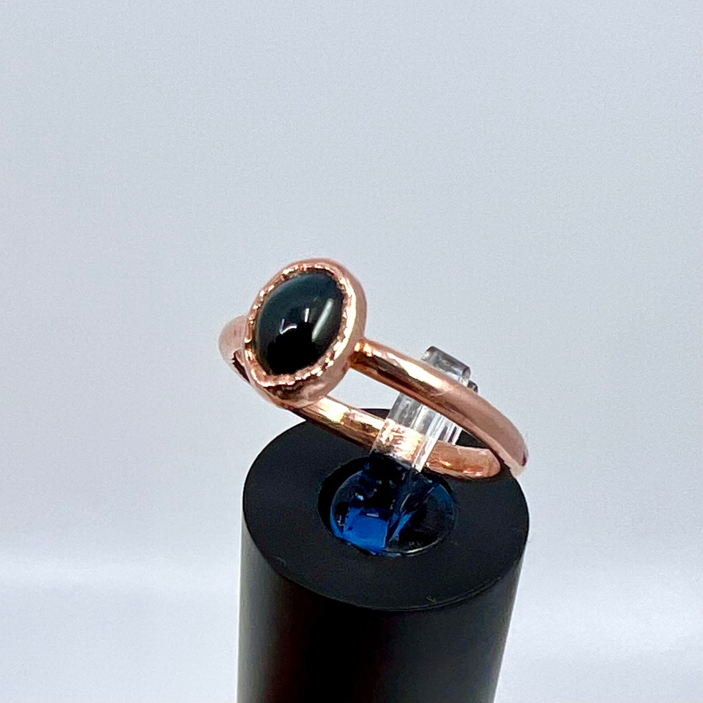 Size 8 Blue Tiger’s Eye Ring - Copper Electroformed