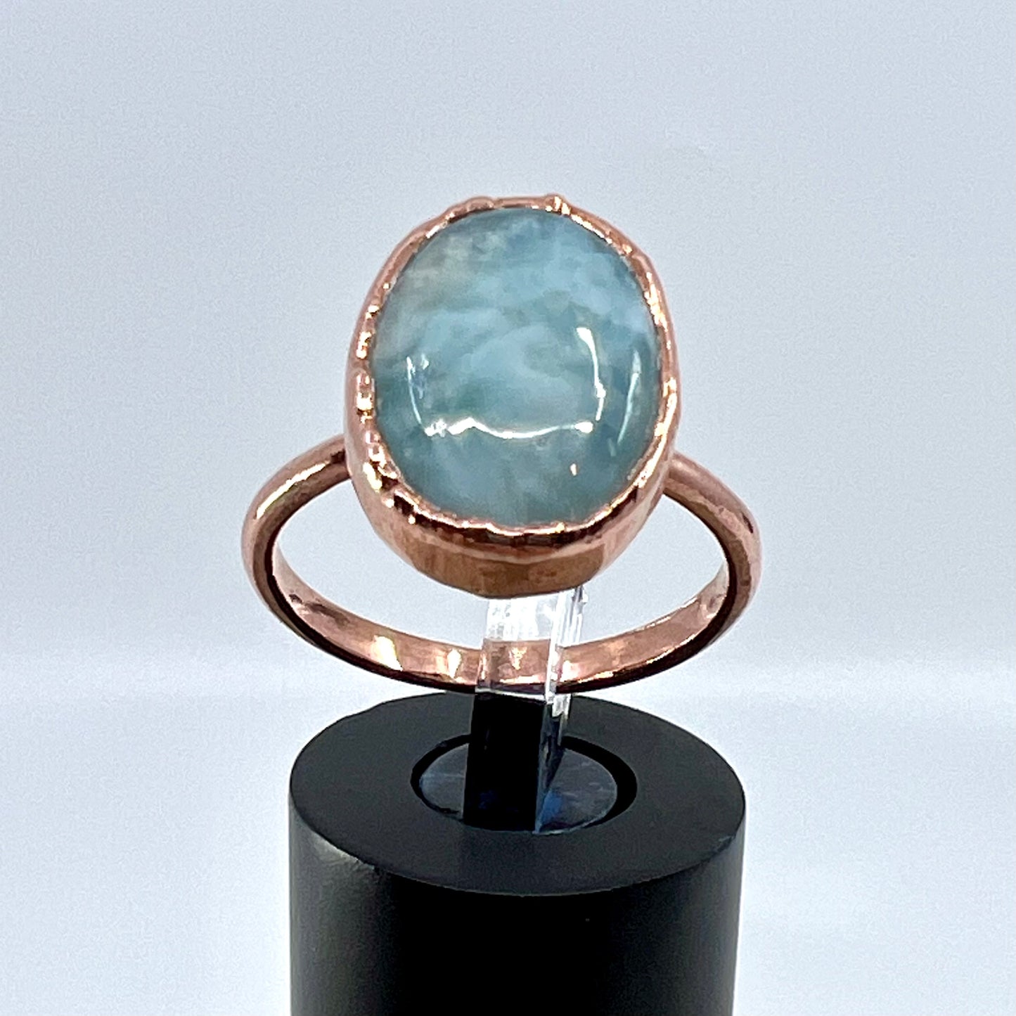 Size 8 Larimar Ring - Copper Electroformed