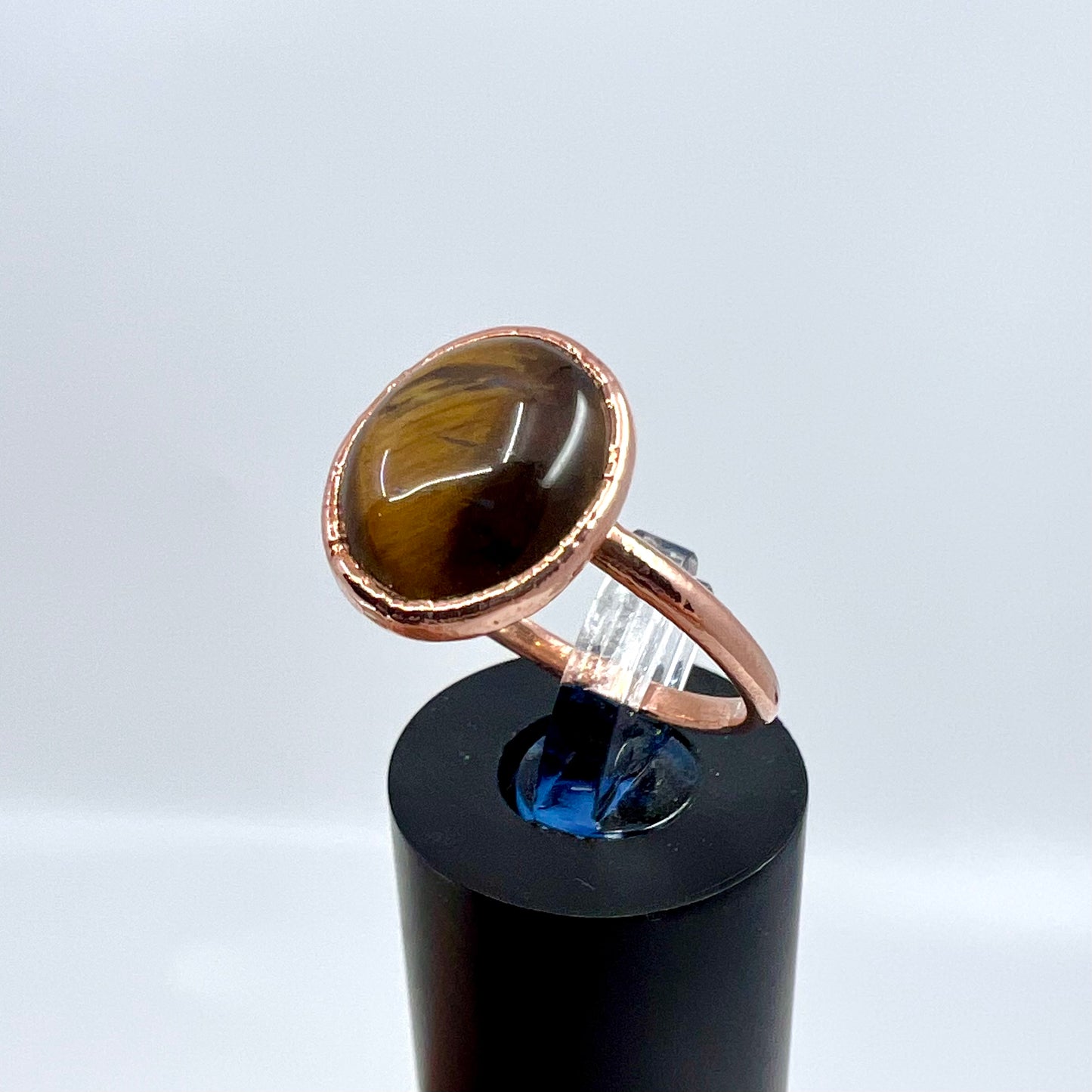 Size 8 Tiger’s Eye Ring - Copper Electroformed