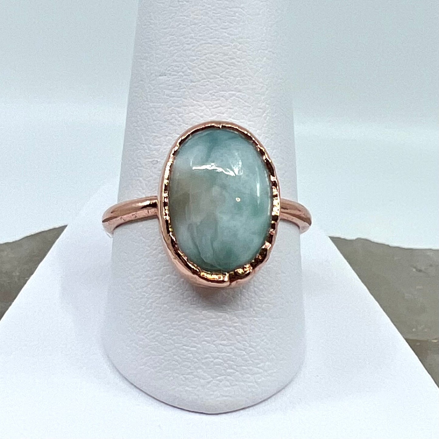 Size 8.5 Larimar Ring - Copper Electroformed