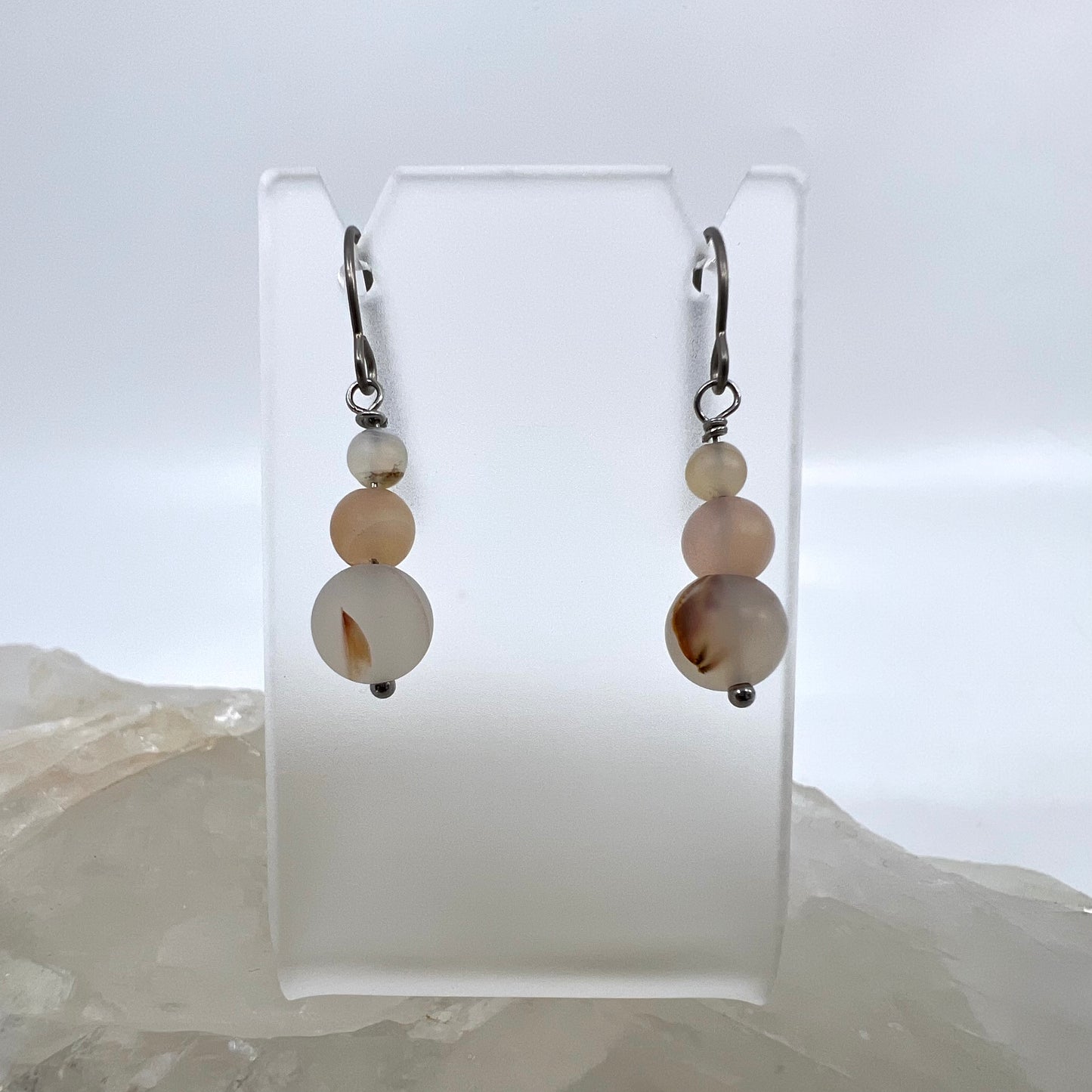 Montana Agate Drop Earrings, Matte Finish