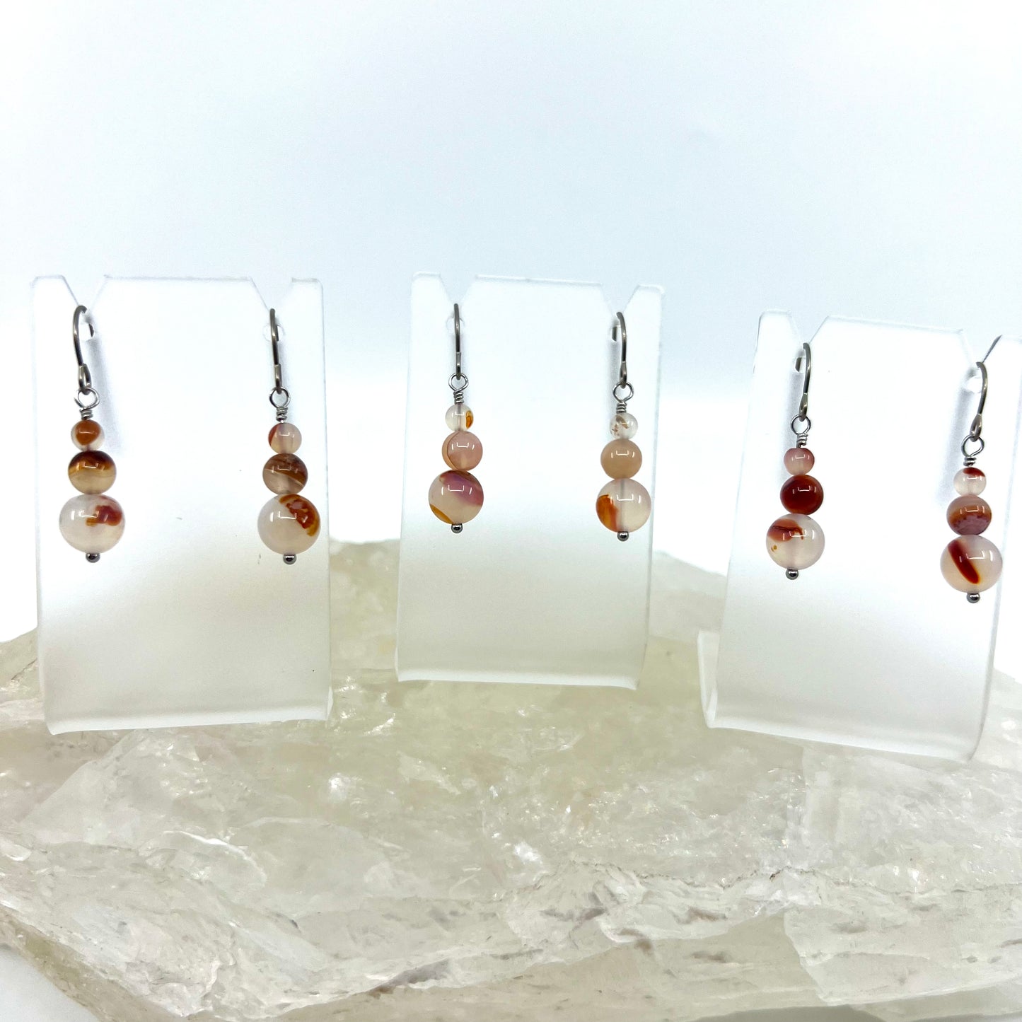 Montana Red Agate Drop Earrings, Smooth Finish