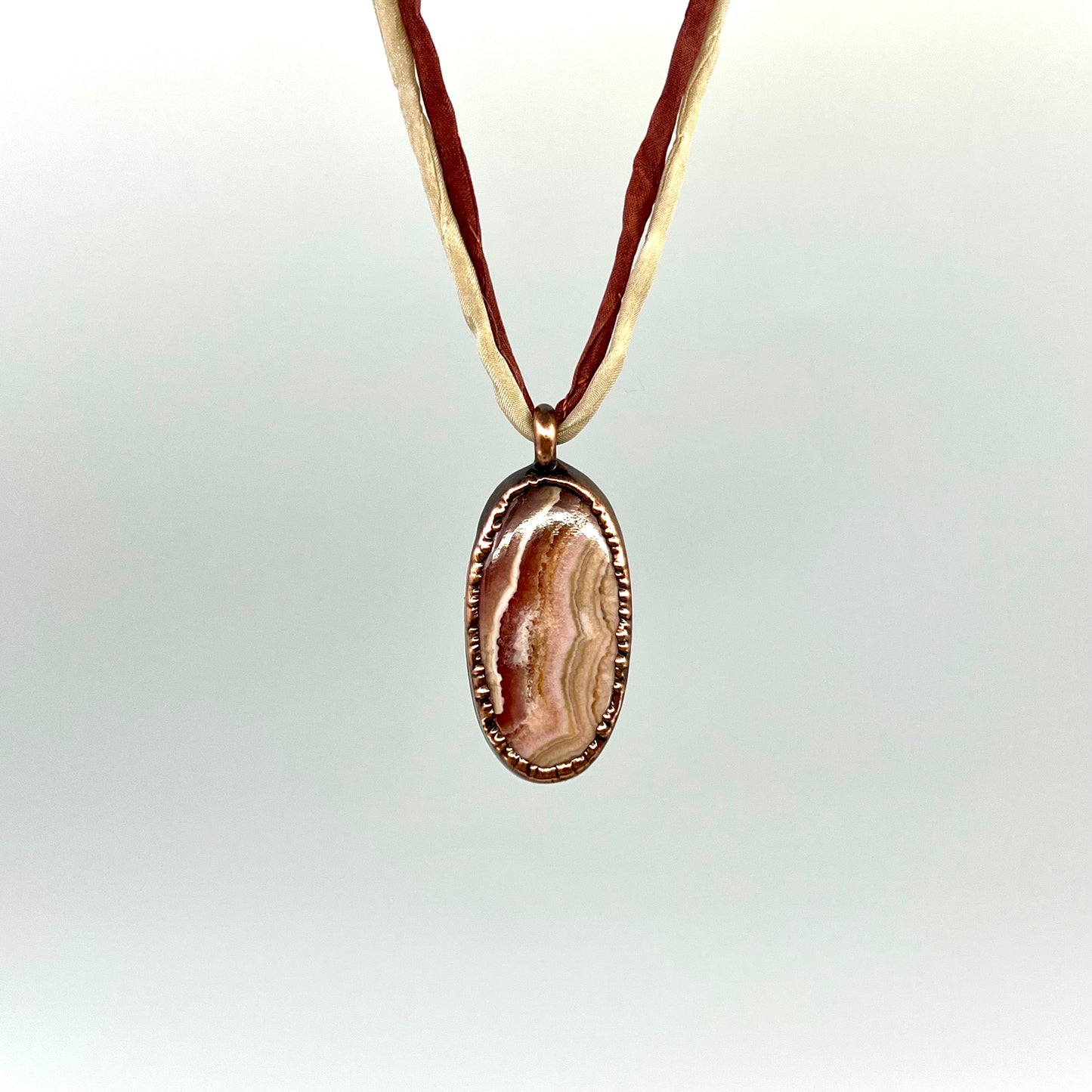 Rhodochrosite Necklace - Copper Electroformed