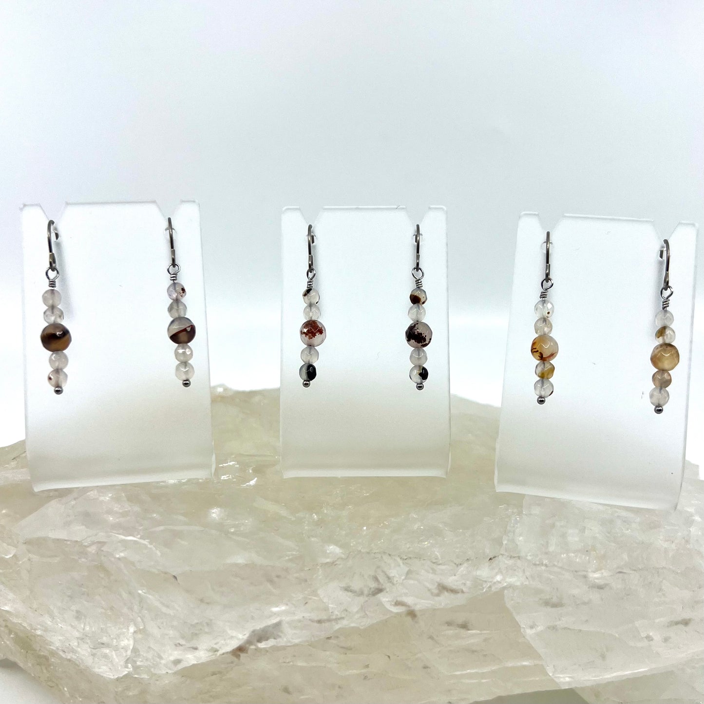 Montana Agate Drop Earrings, Faceted