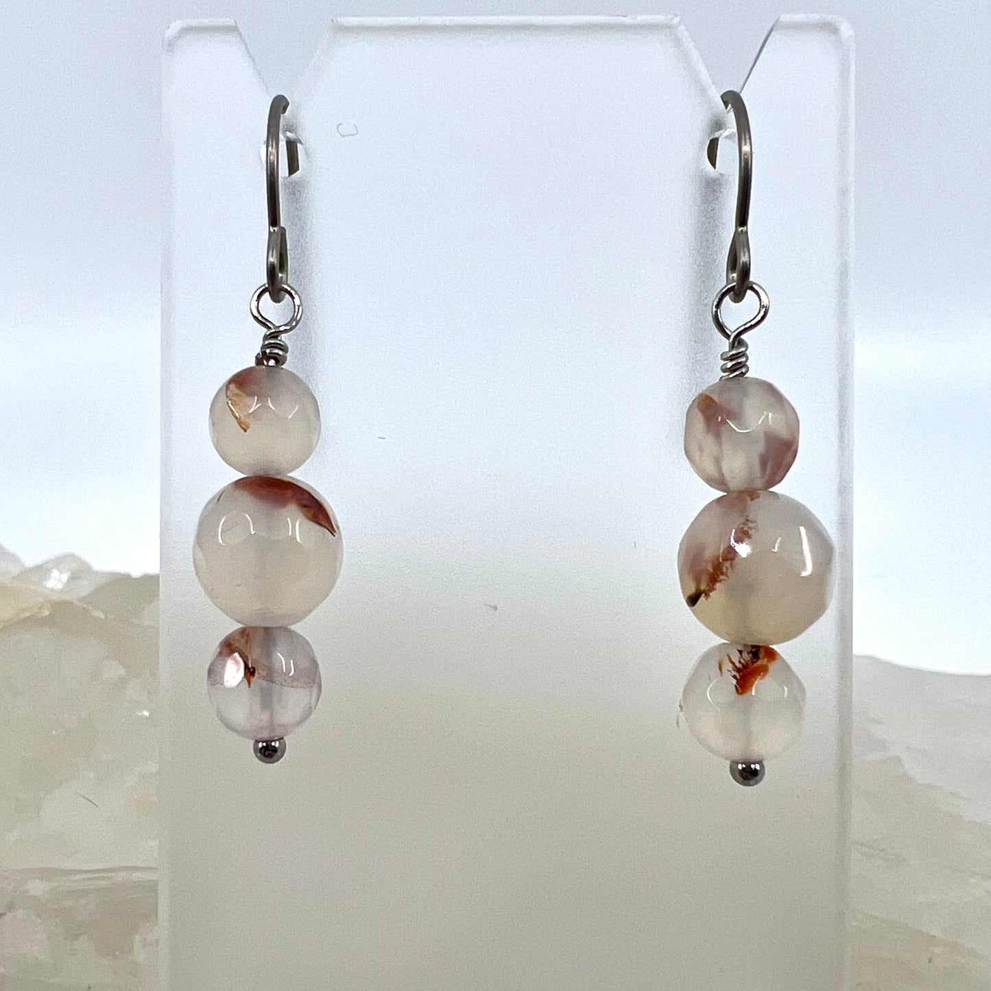 Montana Agate Drop Earrings, Faceted