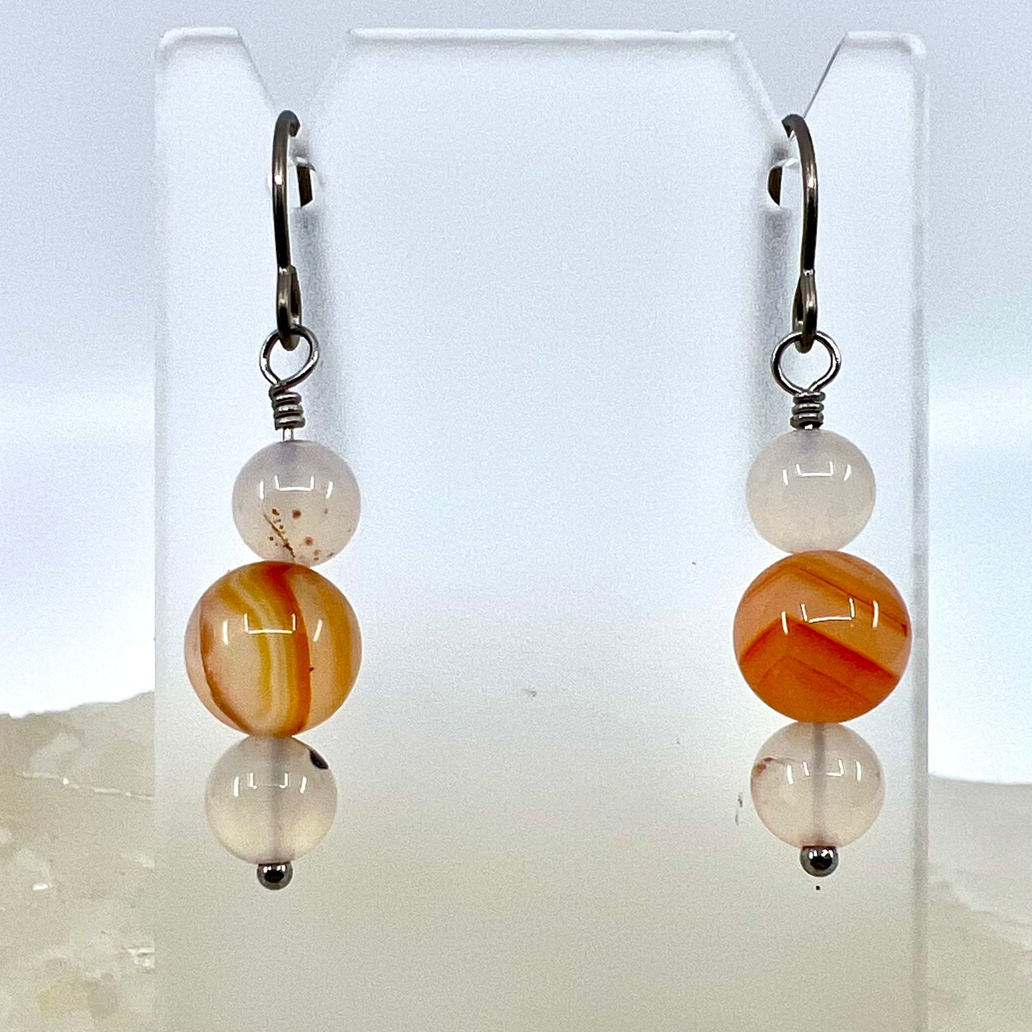 Montana Red Agate Drop Earrings, Smooth Finish