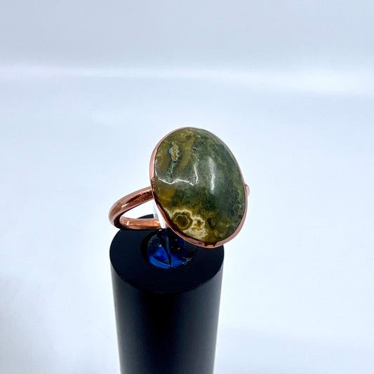 Size 8.5 Japser Ring - Copper Electroformed