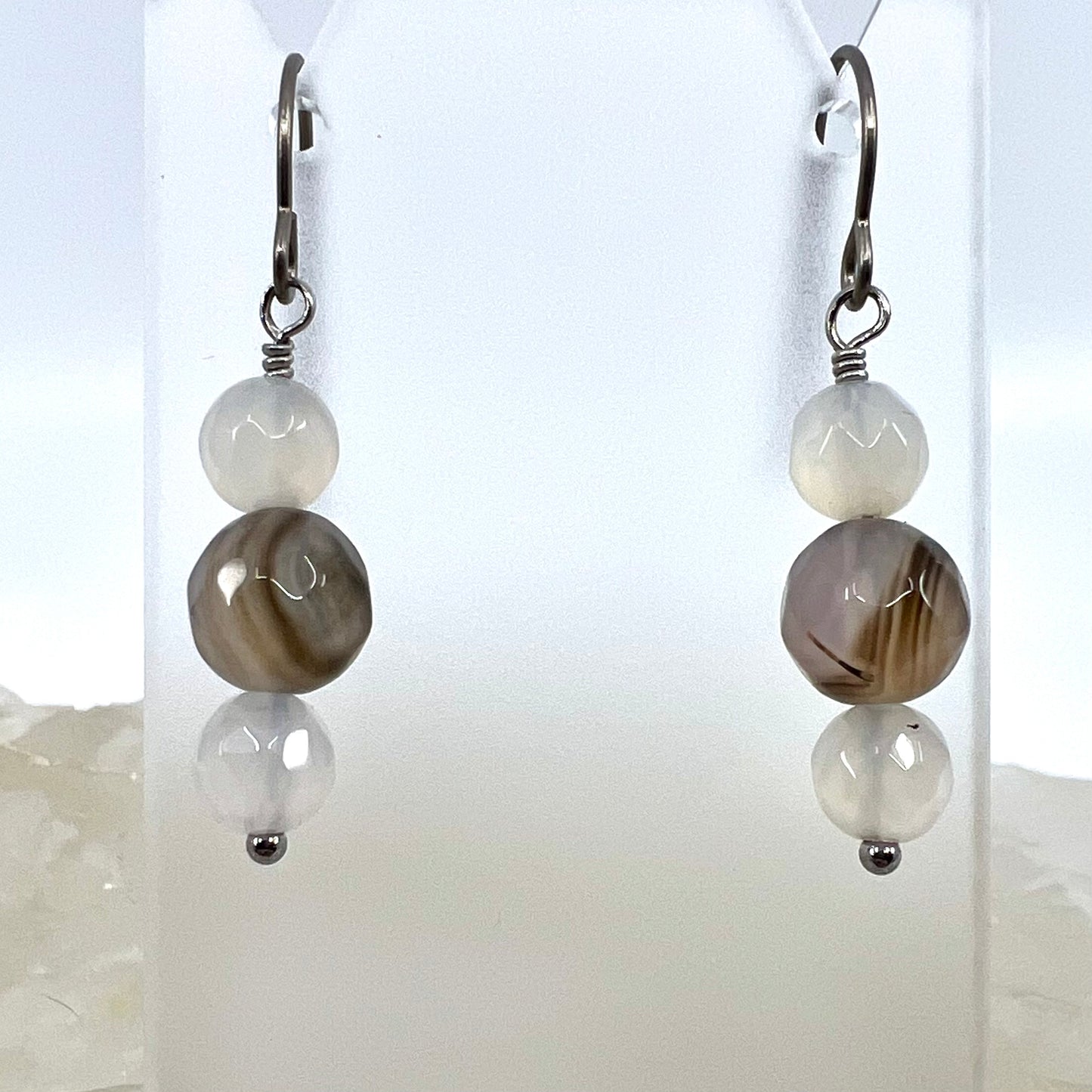 Montana Agate Drop Earrings, Faceted