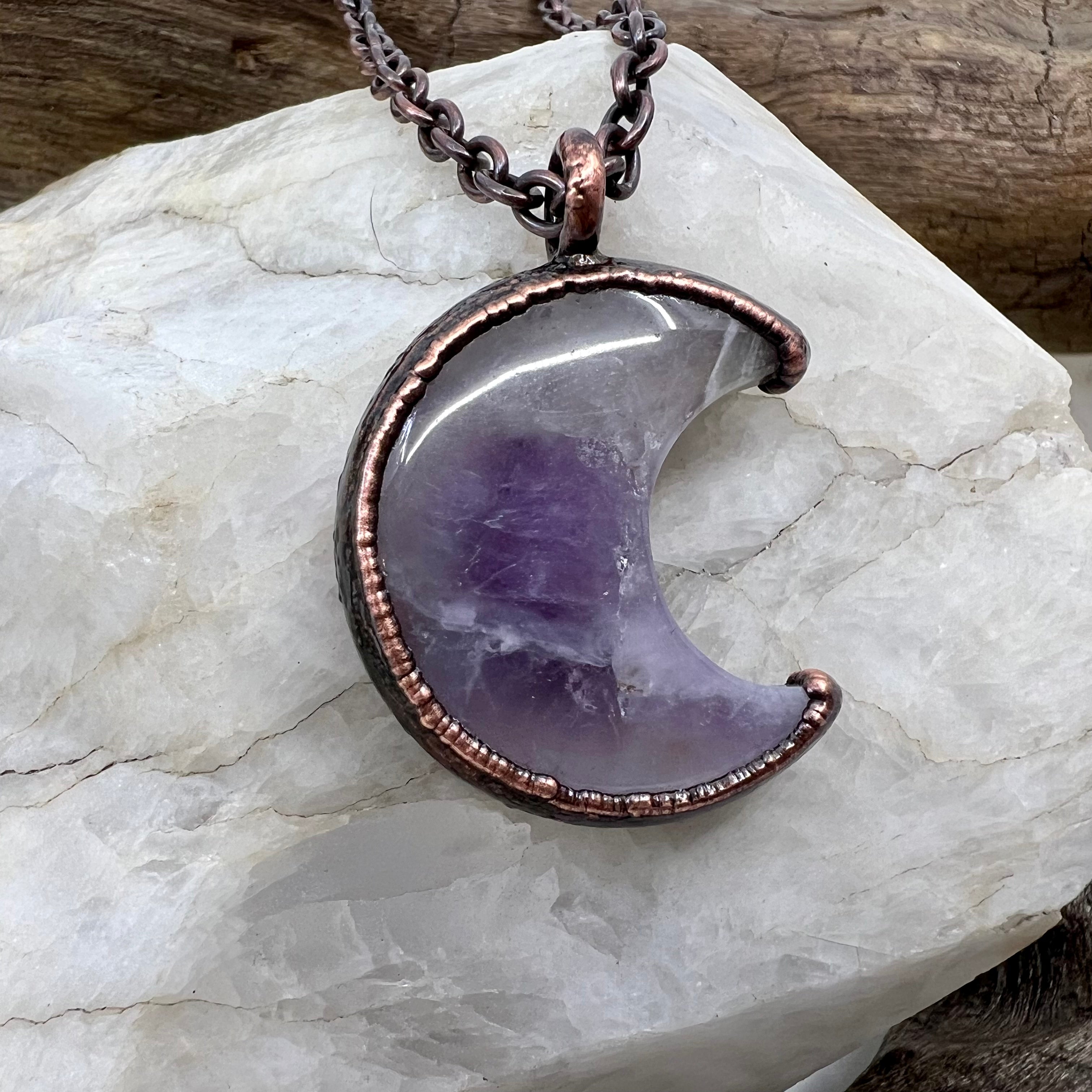 Amethyst crescent sale moon necklace