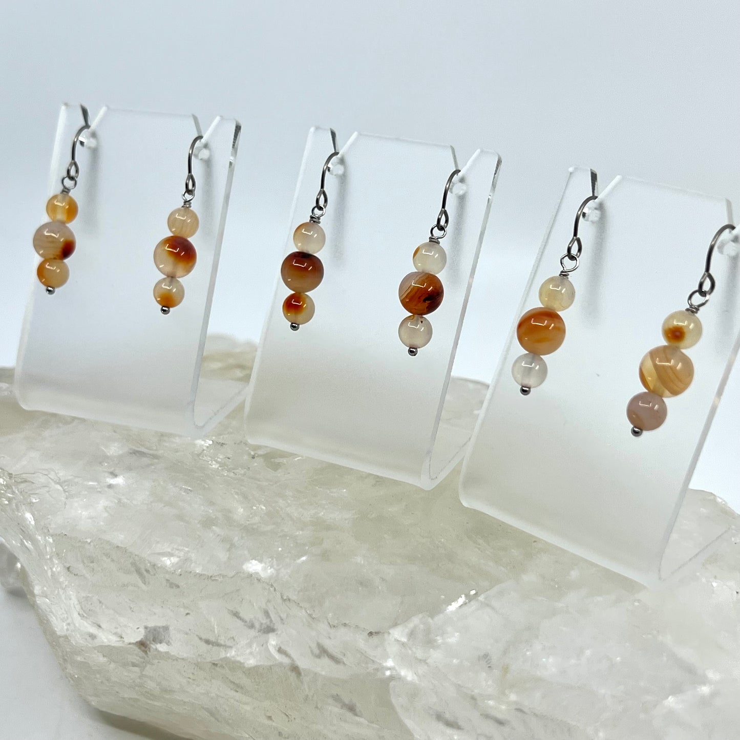 Montana Red Agate Drop Earrings, Smooth Finish